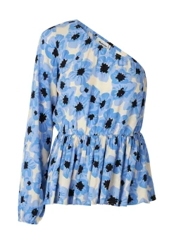 Modström TorahMD print one shoulder top - Blue Pearl Flower< Kjoler
