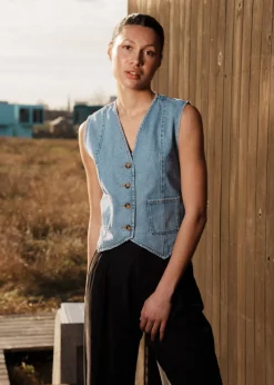 Modström TylinMD vest - Light Blue Wash< Denim|Veste